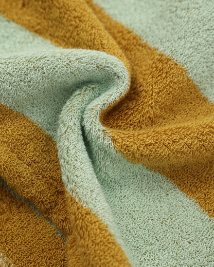 Retro Stripe Cotton Hair Towel Wrap - Teal / Yellow - view 6